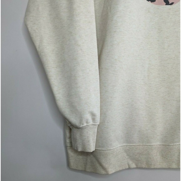 Wildfox Womens L Leopard Oatmeal Cheetah Lips Kiss Oversized Terry Sweatshirt - Picture 5 of 9